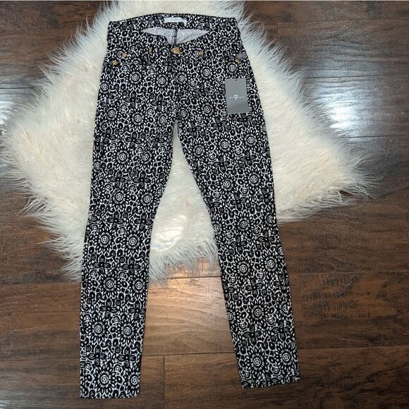 NWT 7 for All Mankind black and white Skinny Jeans 👖 23 - Picture 1 of 8